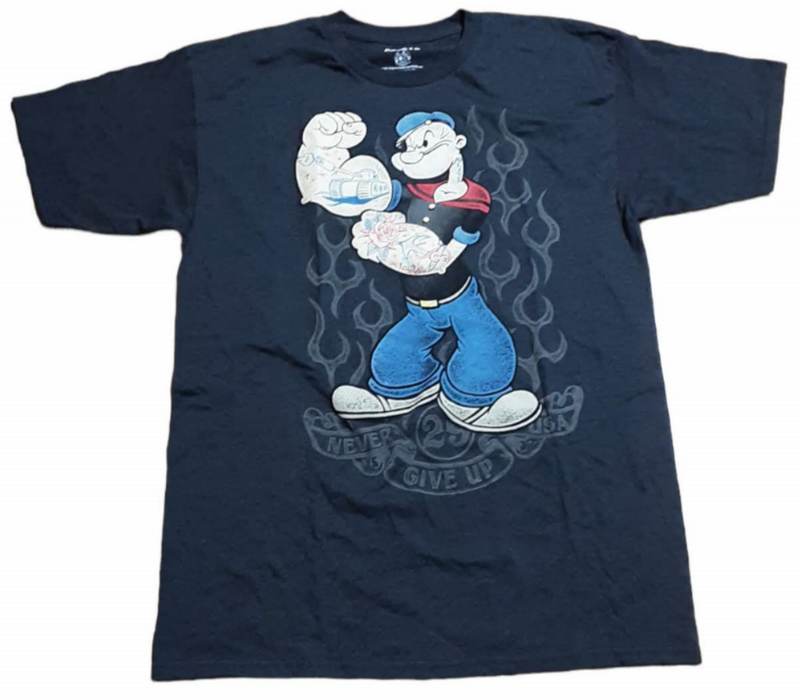 Popeye Men's Loose Fit Graphic T-Shirt Gray (Size: Large)