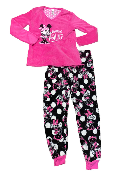 Disney Minnie Mouse Girls Fleece Sleepwear Set Pink & Black (Size: 8-10)