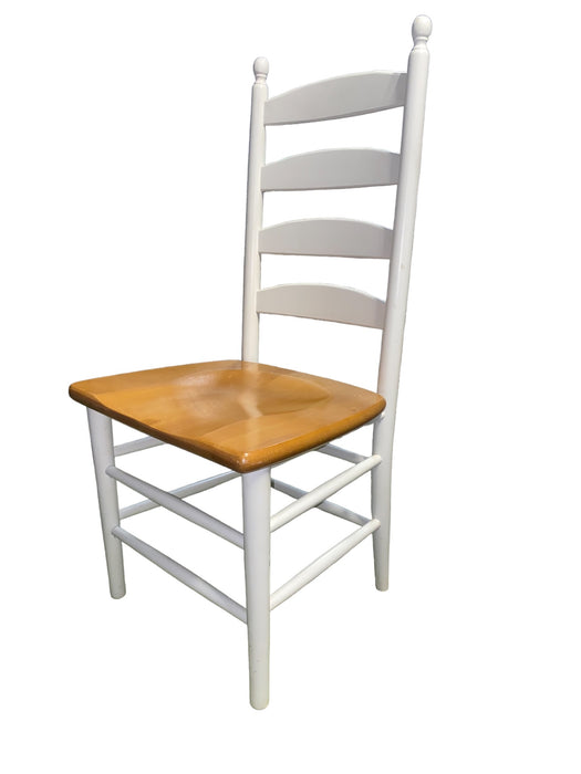 LadderBack Modern Wooden Dining Chairs White with Wood Seat (Set of 2)