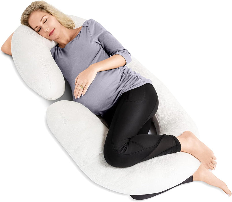 Restorology Pregnancy Pillow 60" C-Shaped Maternity Pillow for Sleeping White