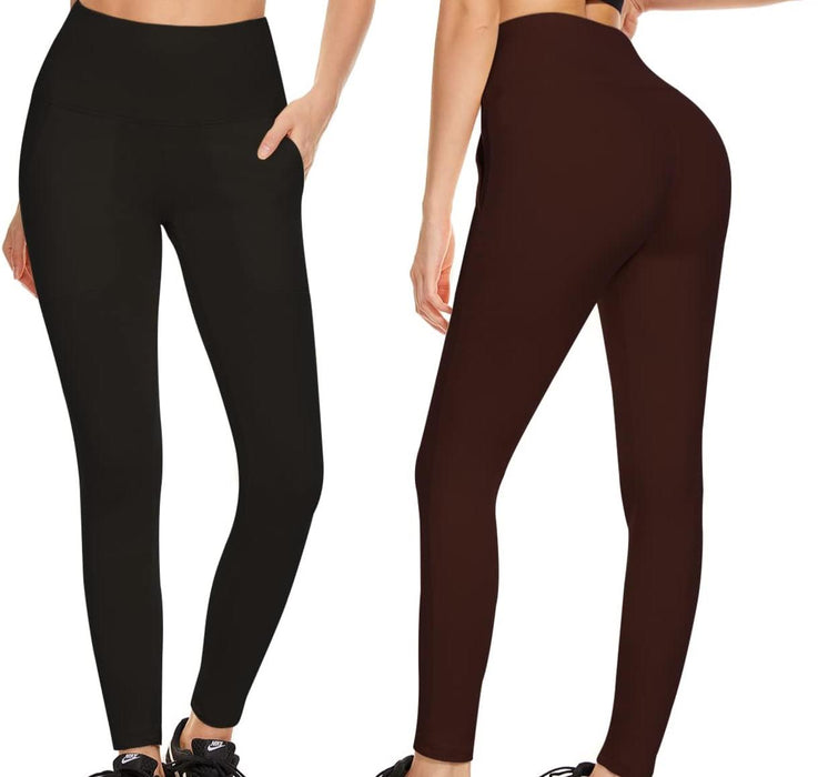 Serra Women's 2 Pack Soft Leggings Burgundy/Black (Size: S)