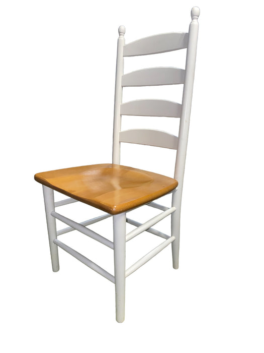 LadderBack Modern Wooden Dining Chairs White with Wood Seat (Set of 2)