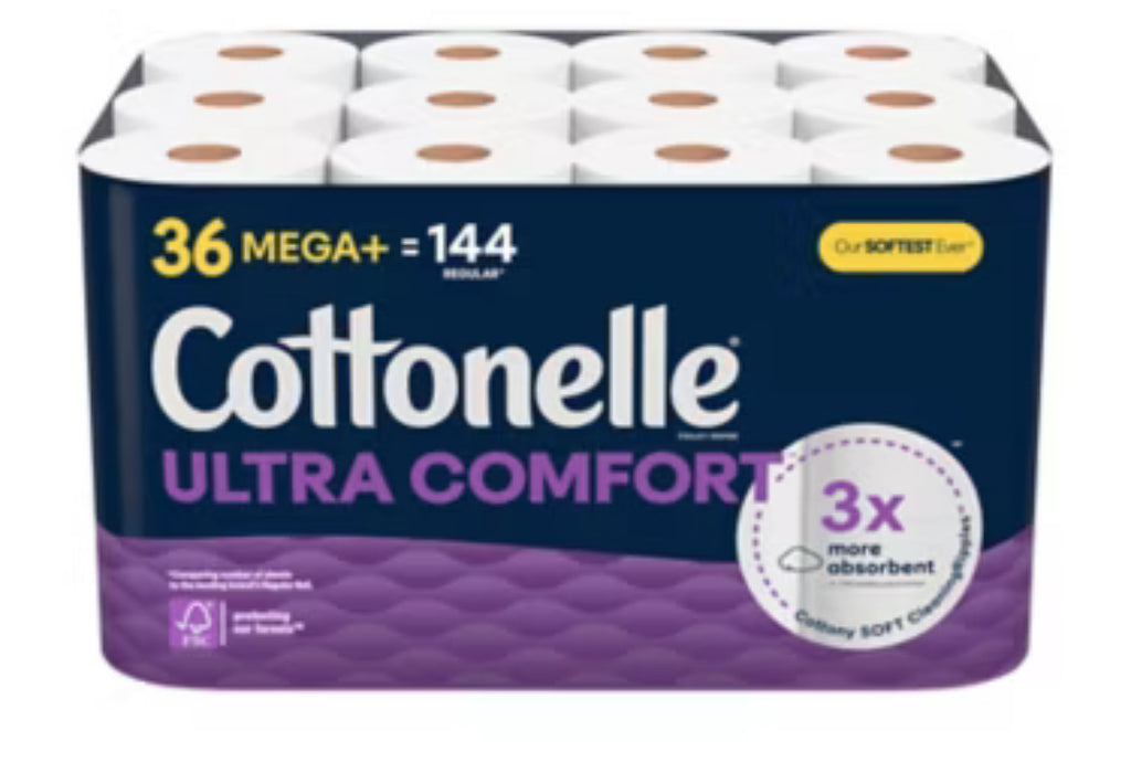 Cottonelle Ultra Comfort Toilet Paper, Strong Toilet Tissue 36 Mega Rolls = 144 Local