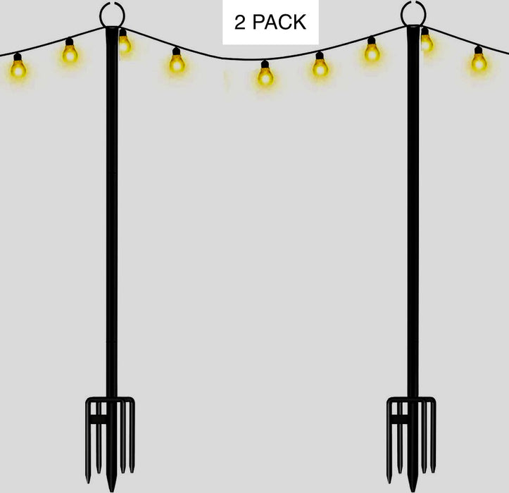 Holiday Styling String Light Poles Outdoor 9Ft Metal Poles Blk (2 Pack) Local