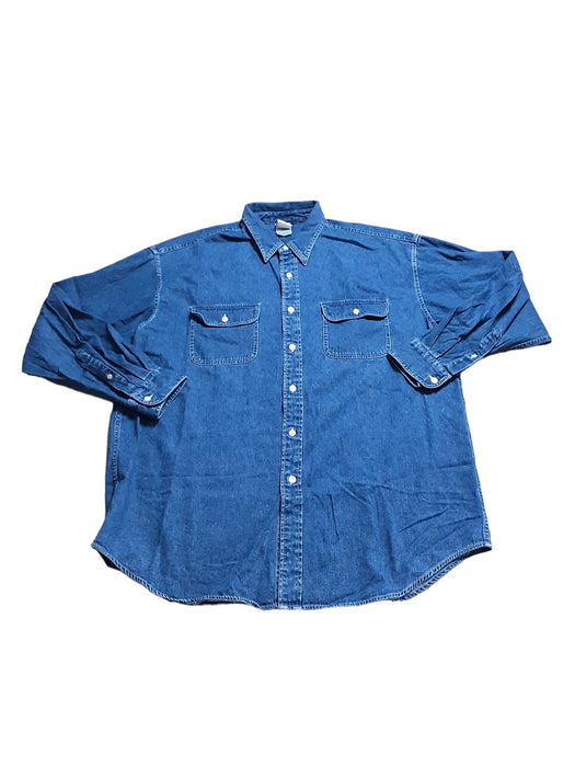 Warner Brothers Studio Men's Embroidered Logo Collard Shirt Blue (Size: XL)