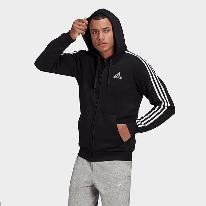 adidas Essentials Fleece 3-Stripes Full-Zip Hoodie Black (Size: Medium) NWOT