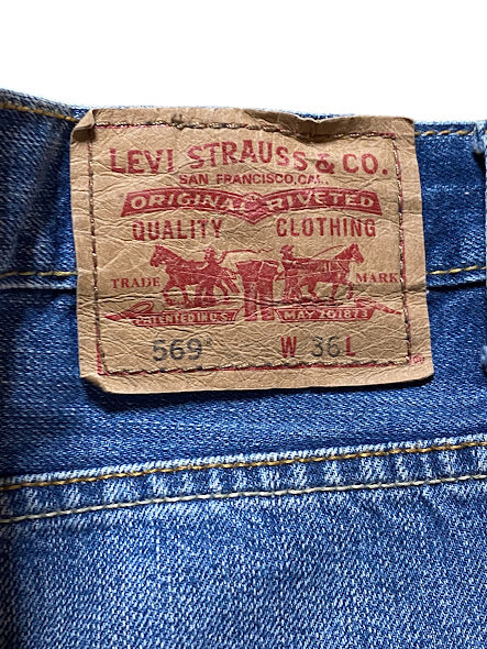 Levi's 569 Men's Relaxed Straight Medium Wash Jean Shorts Blue (Size: 36)