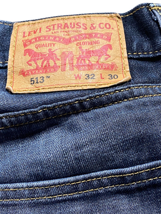 Levi's 513 Men's Slim Straight Flex Medium Wash Blue Jeans (Size: 32 x 30)