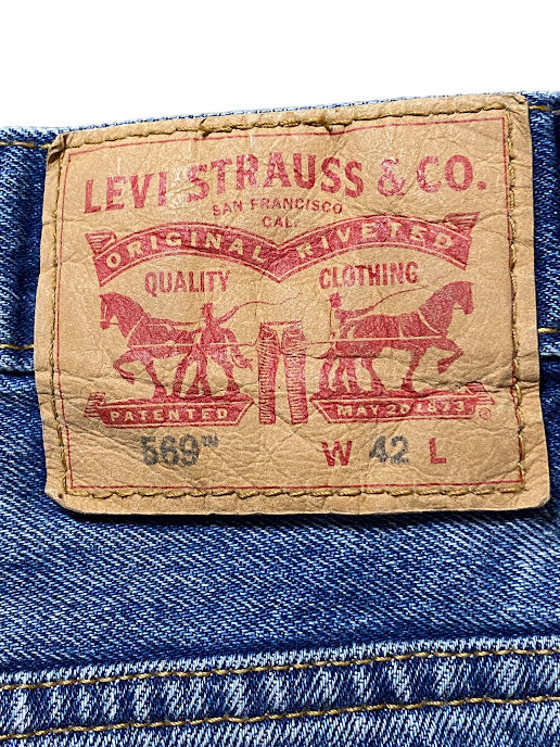 Levi's 569 Men's Loose Straight Medium Wash Jean Shorts Blue (Size: 42)