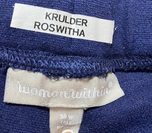 Woman Within Women's Krulder Roswitha Stretch Pants Blue (Size: 34W)