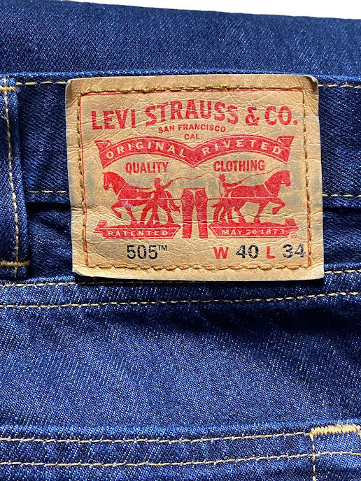 Levi's 505 Men's Regular Straight Dark Wash Jeans Blue (Size: 40 x 34)