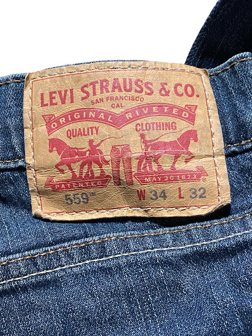 Levi's 559 Men's Relaxed Straight Fit Dark Wash Jeans Blue (Size: 34 x 32)