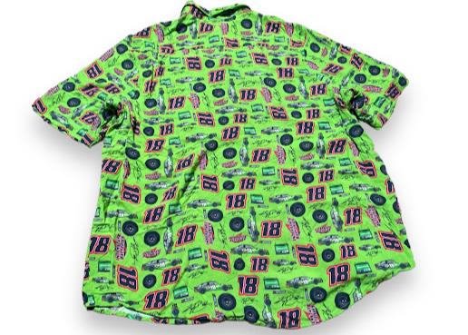 Nascar Interstate Men's #18 Casual Button Down Shirt Green (Size: 2XL)