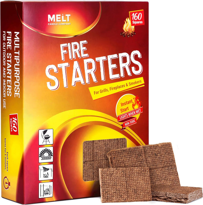 Fire Starter Squares, 160 pcs Fire Starters for Campfires, Grill, Outdoor Local