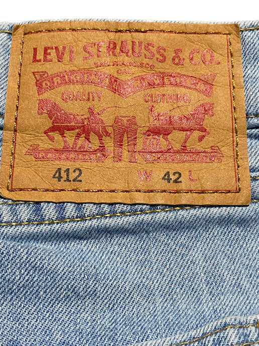 Levi's 412 Men's Stretch Light Wash Jean Shorts Blue (Size: 42)