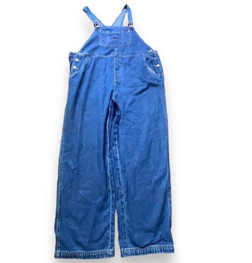 In Due Time Women's Maternity Denim Med Wash Jean Overalls Blue (Size: XL)