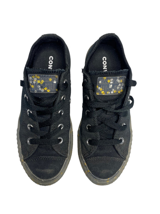 Converse All Star Black Gold Glitter Lo Sneaker Shoes Boys (Size: 1) 670175F