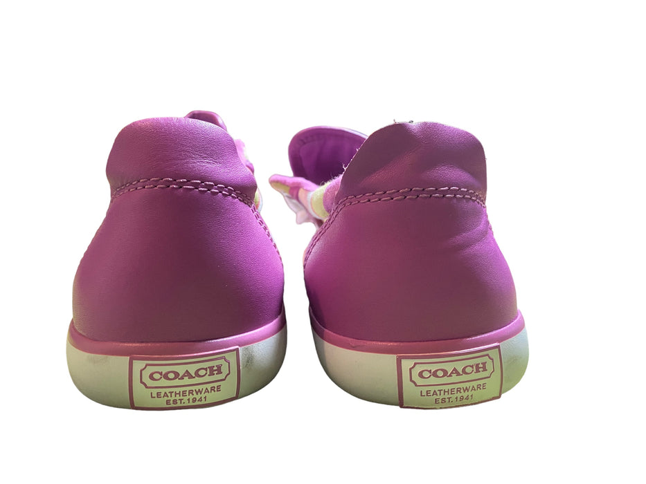 Coach Barrett Word Block D Pink Multi-Color Sneakers Women's (Size: 7)