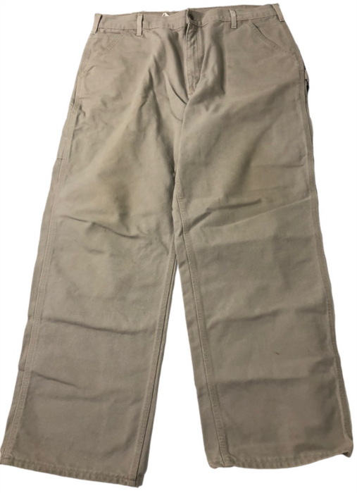 Carhartt Dungaree Fit Washed Duck Work Dungaree Pant Beige Men's (Size: 38 x 32)