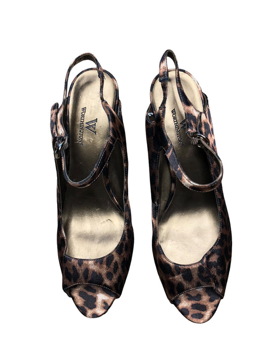 Worthington Ponyhair Animal Print Slingback Sandal Heels Women (Size: 10) 22545