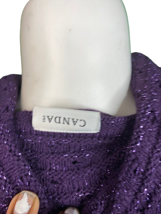 Canda Women's Cowlneck Sparkle Knit Sweater Purple (Plus Size: XXL-Long)