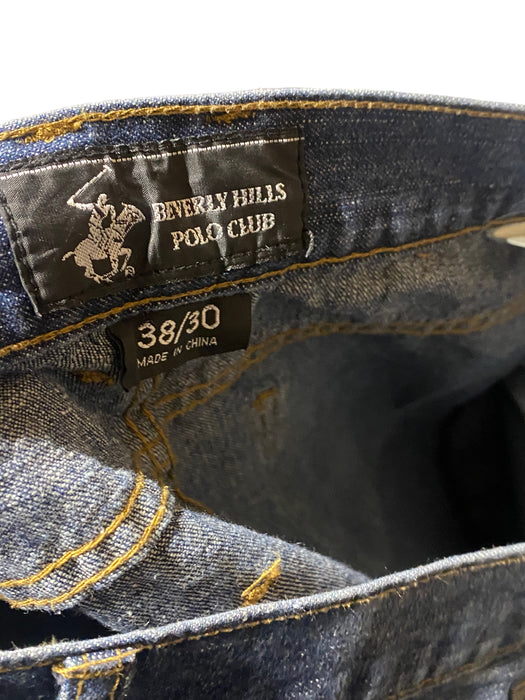 Beverly Hills Polo Club Men's Regular Fit Dark Wash Blue Jeans (Size: 38 x 30)