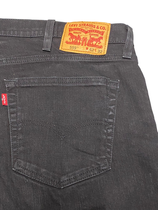 Levi's 559 Men's Relaxed Straight Dark Wash Flex Jeans Black (Size: 42 x 32)