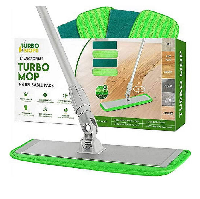 Turbo Mop Microfiber Mop Floor cleaning Tile & Wood Floors 4 Reusable pads Local