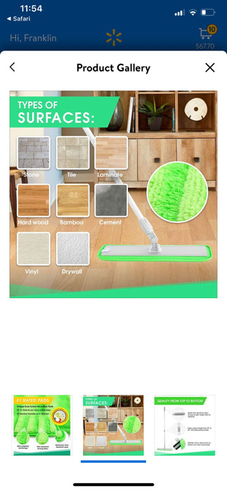 Turbo Mop Microfiber Mop Floor cleaning Tile & Wood Floors 4 Reusable pads Local