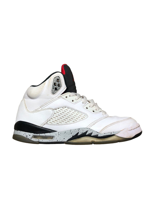 Jordan 5 Retro Fire Red Silver Tongue Basketball Shoe Boys (Sz: 5.5y) 440889-102