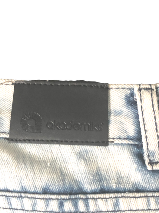 Akademiks Acid Wash Designer Jeans W/ Zippers Blue Youth (Size: 18)