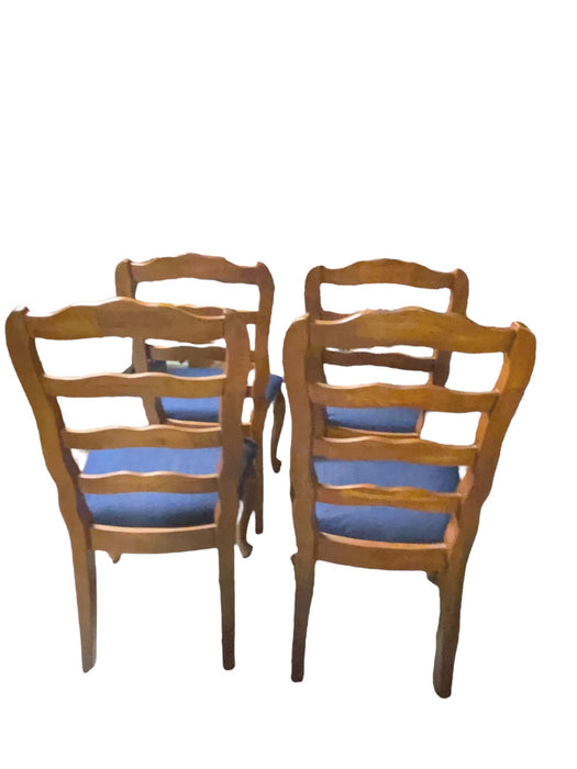 Country French Oak Ladderback Dining Chairs w/ Carved Flowers Design (Set of 4)