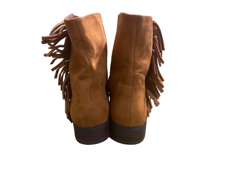 Tejiojio Tassel Square Toe Ankle Beige Western Boots Women's (Size: 7.5) 69366