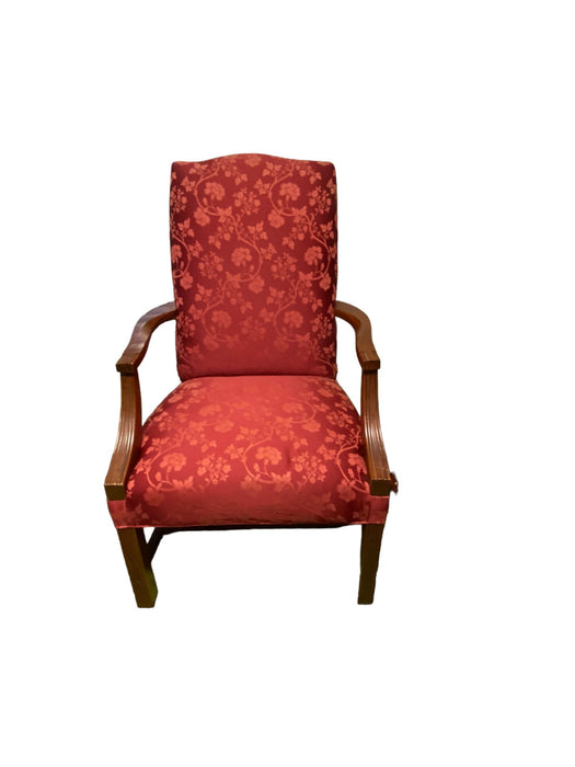 Fairfield Chippendale Style Custom Upholstered Armchairs Burgundy (Set of 2)