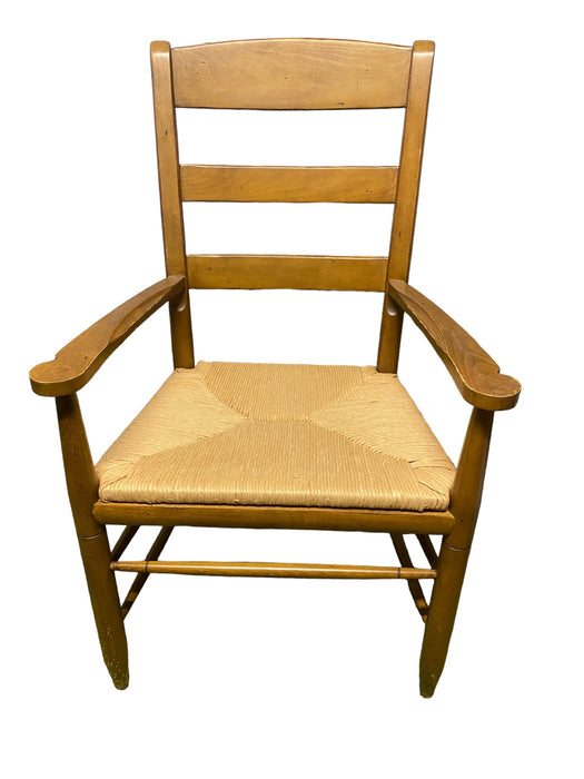 Ethan Allen Vintage Ladderback Dining Arm Chairs with Rush Seating (12 in stock)