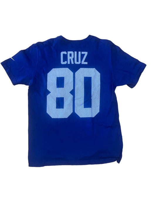 New York Giants NFL Nike #80 Victor Cruz Jersey Tee Blue/White (Size: Large)