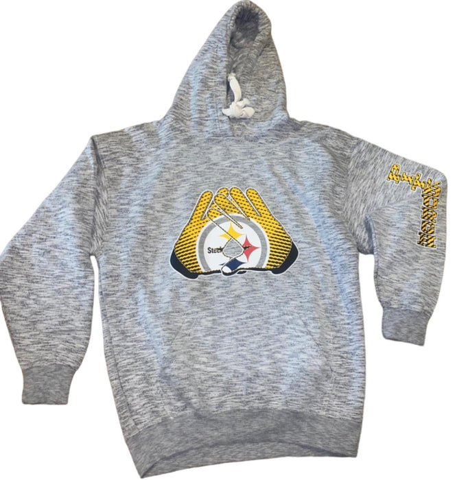 Pittsburgh Steelers NFL Jon Lauren Men's Fleece Team Logo Hoodie Gray (Size: L)