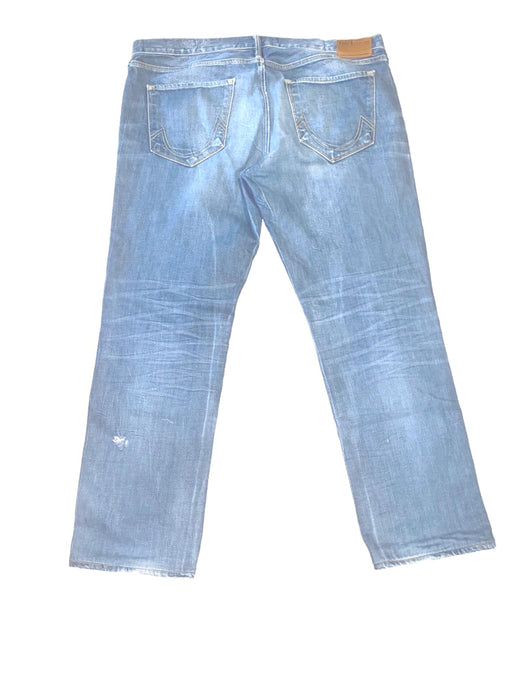 True Religion Men's Distress Button Fly Straight Flex Jeans Blue (Size: 38 x 30)