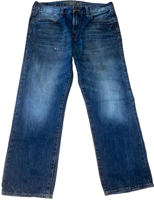 American Eagle Men's Original Straight Medium Wash Jeans Blue (Size: 34 x 28)