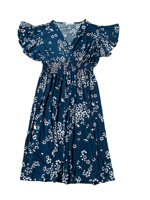 Jon & Anna Women's Fit & Flare Floral Wing Sleeves Dress Blue (Size: 3X)