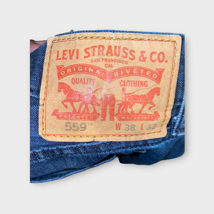 Levi's 559 Men's Relaxed Straight Fit Dark Wash Jeans Blue (Size: 38 x 32) LV