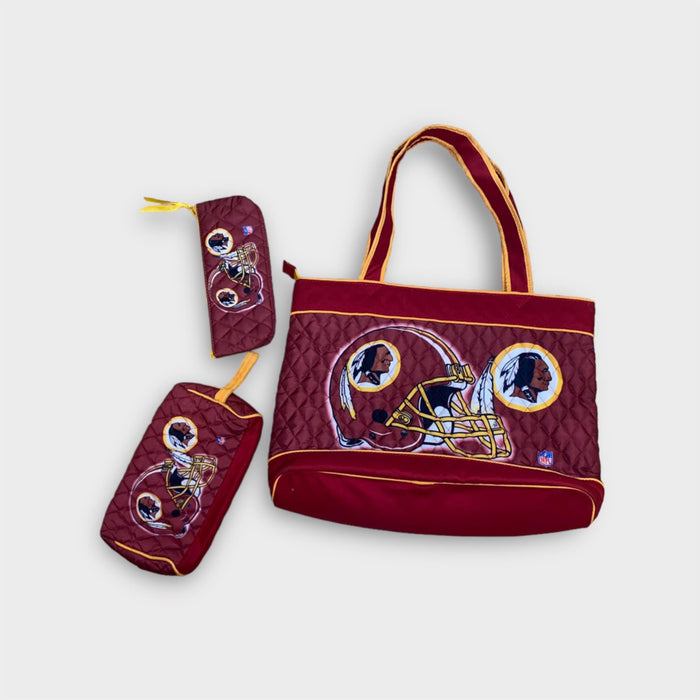 Washington Redskins NFL Women's Quilted 3PC Hand Bag Set Burgundy/Gold