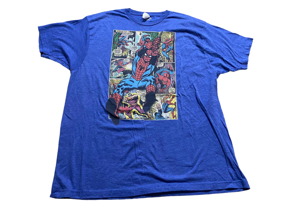 Spiderman Comic Men's Disney Graphic T-Shirt Blue (Size: 2XL)