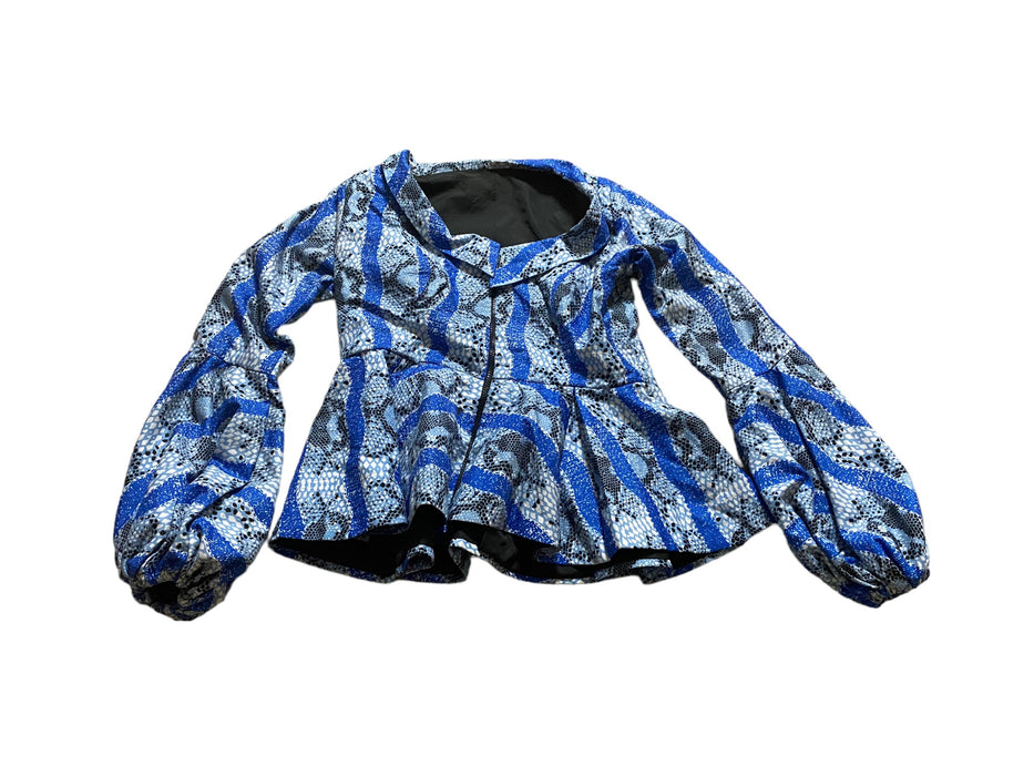 Women's Handmade Full Zip Designer Jacket Blue/Black/White (Size: M)