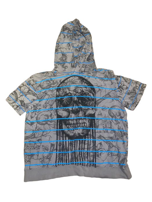 Y2K SKull A Fine Mess Hooded Men's T-Shirt Gray (Size: XXL)