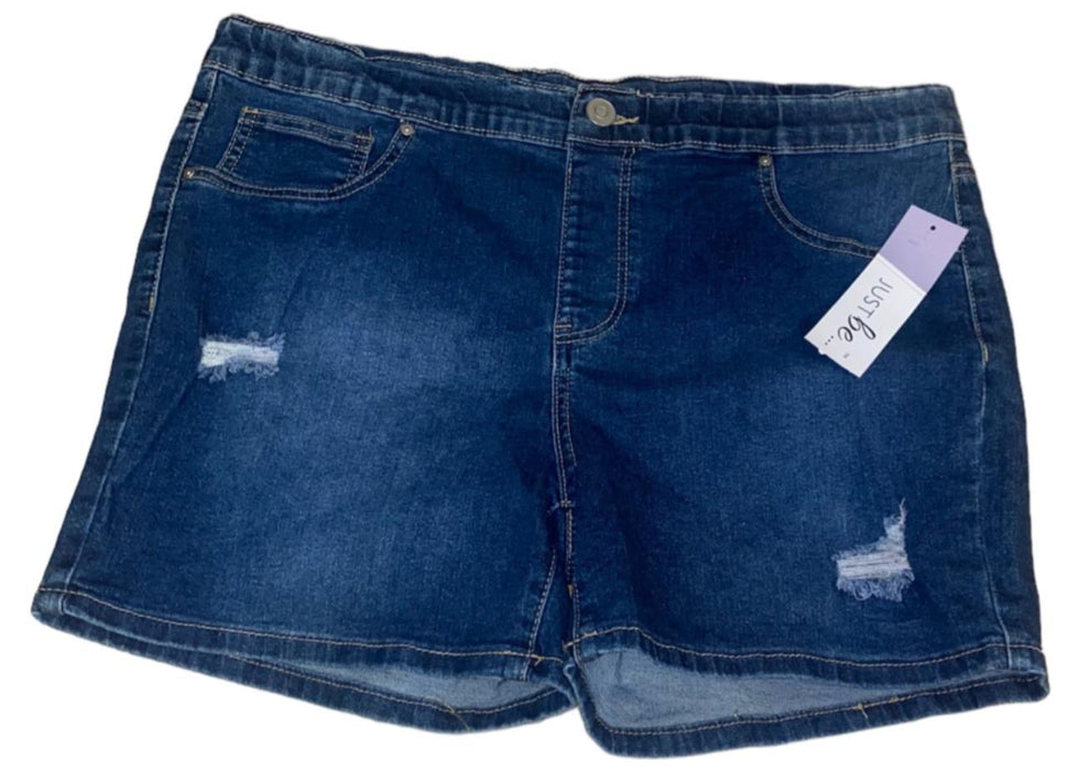 Just Be Women's Distressed Jean Stretch Denim Shorts Blue (Size: x-Large) NWT
