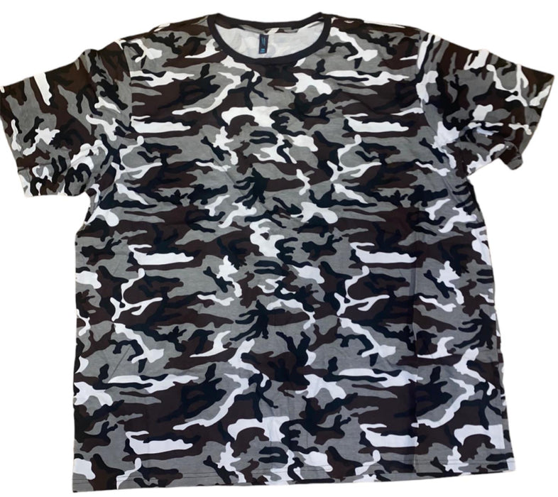 District Made Women's Short Sleeve Camo Top Burgundy/Gray (Size: 4XL)