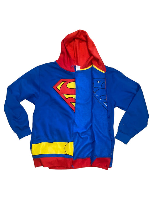 Superman Men's DC Comic Full Zip Embroidered Hooded Jacket Blue/Red (Size: 2XL)