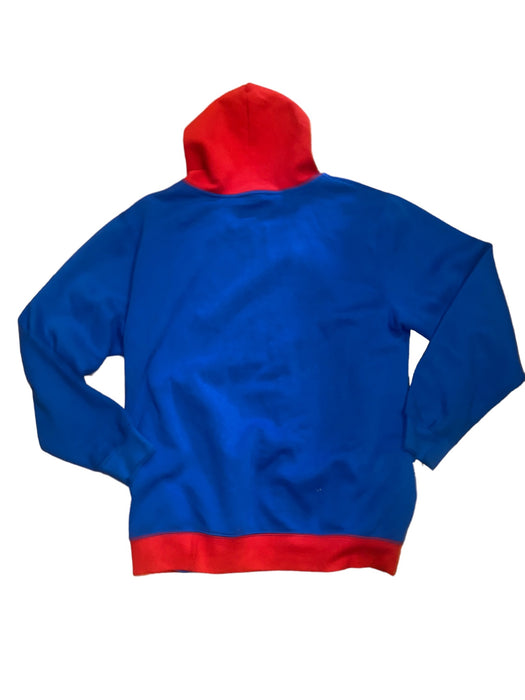 Superman Men's DC Comic Full Zip Embroidered Hooded Jacket Blue/Red (Size: 2XL)
