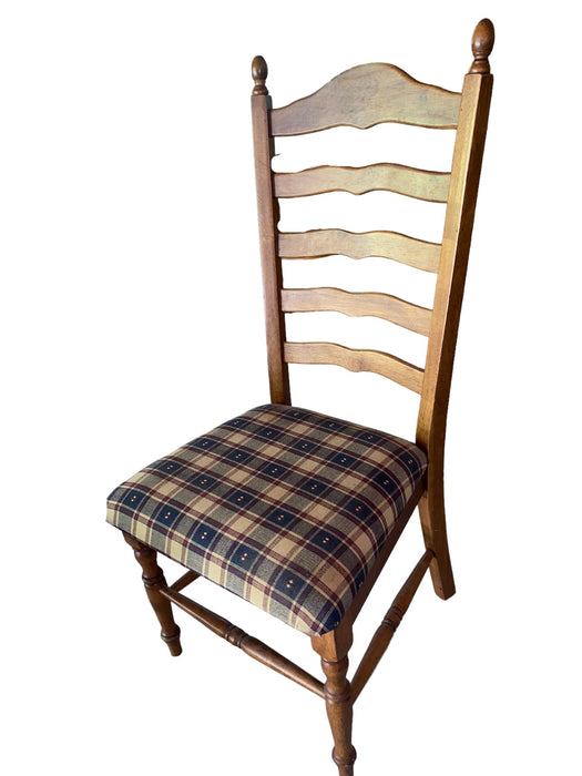 High Ladderback Chairs with Plaid Upholstery Seating (Set of 2)